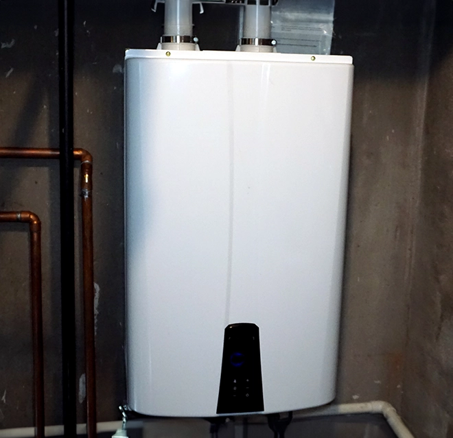 Water heater in room.