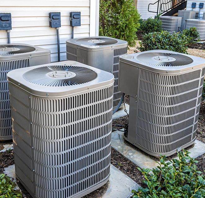 Outdoor HVAC units.