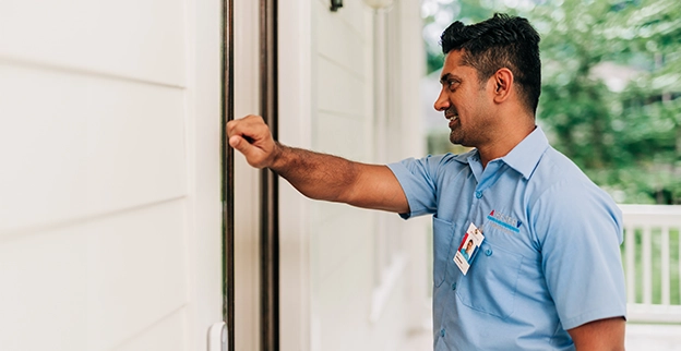 Technician arriving for work.