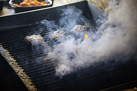 Sizzling smoky grill. 