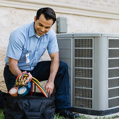 Aire Serv professional outside.